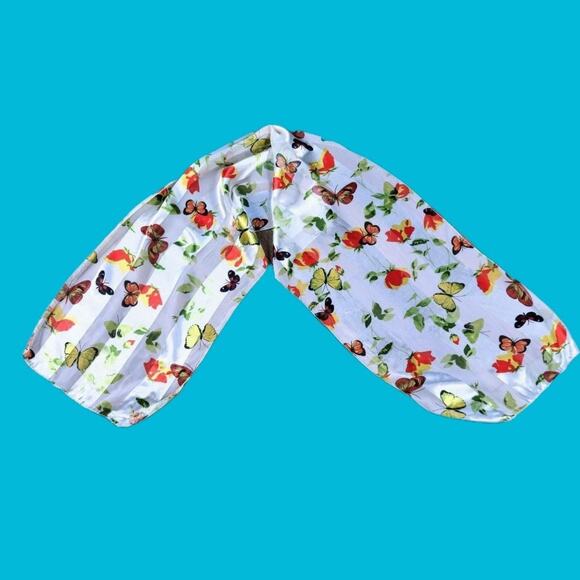 BUTTERFLY FLORAL SCARF TWEE GARDEN COTTAGECORE FAIRYCORE - Picture 1 of 3
